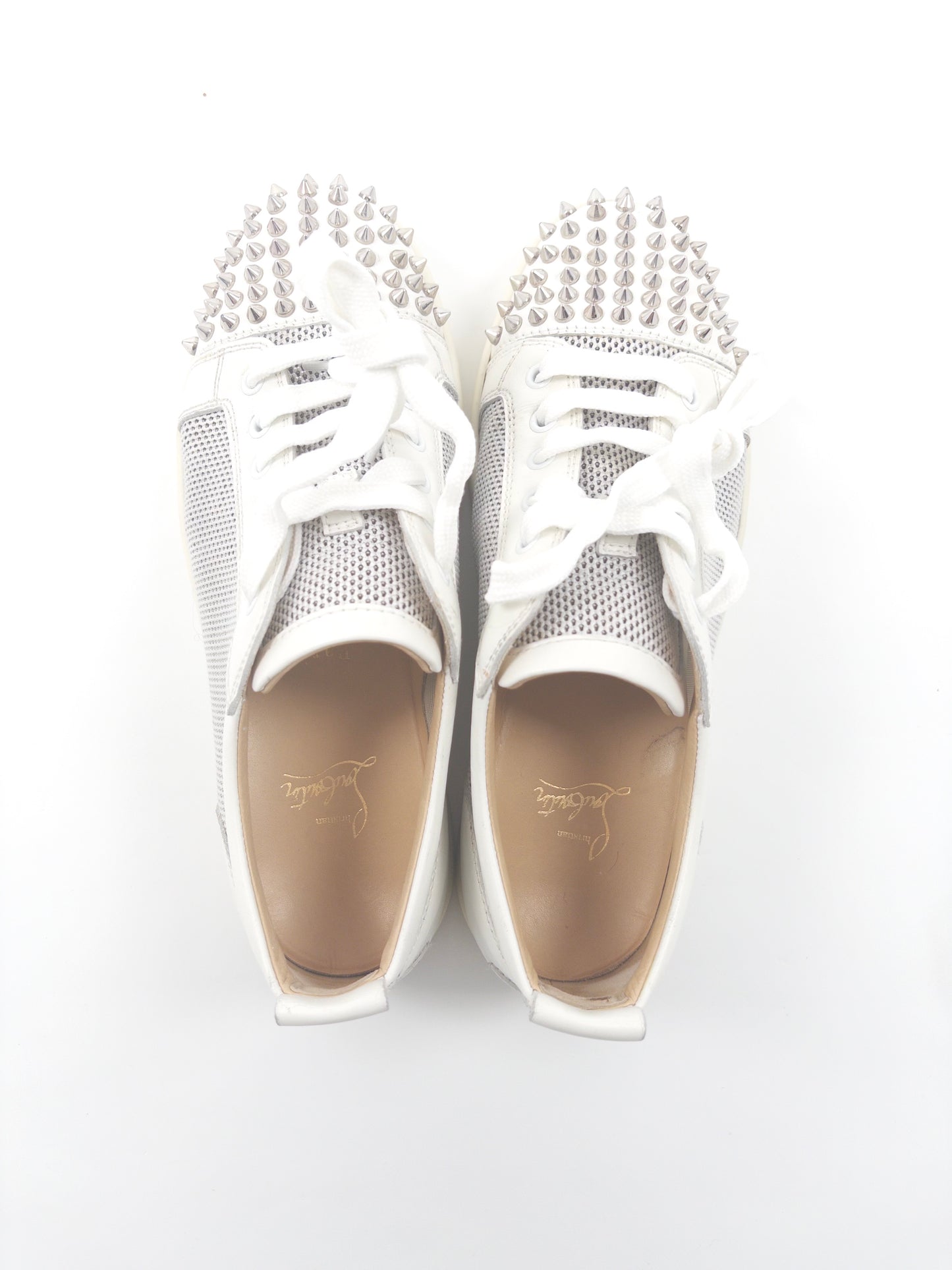 Christian Louboutin White Spikes Sneakers (Fits 41)