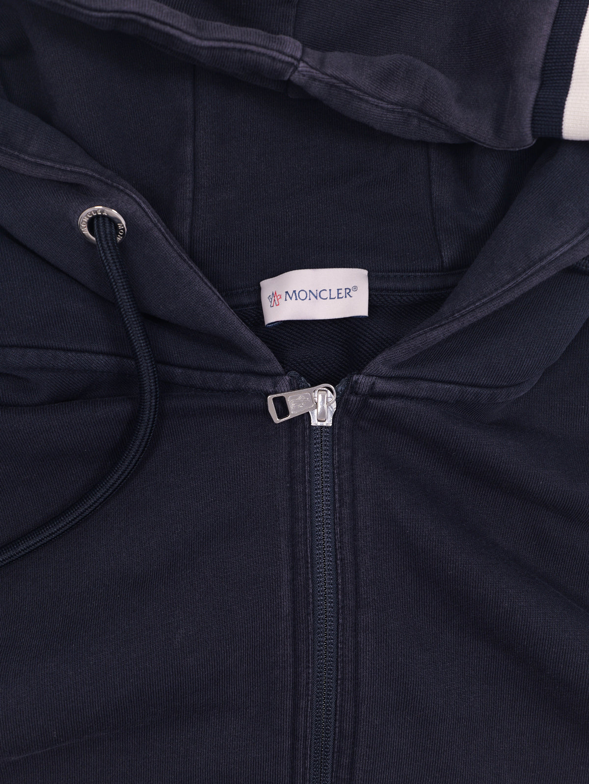 Moncler Tricolor Zip Hoodie Navy