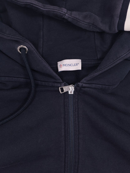 Moncler Tricolor Zip Hoodie Navy