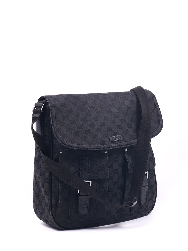 Gucci GG Canvas Leather Shoulder Bag Unisex