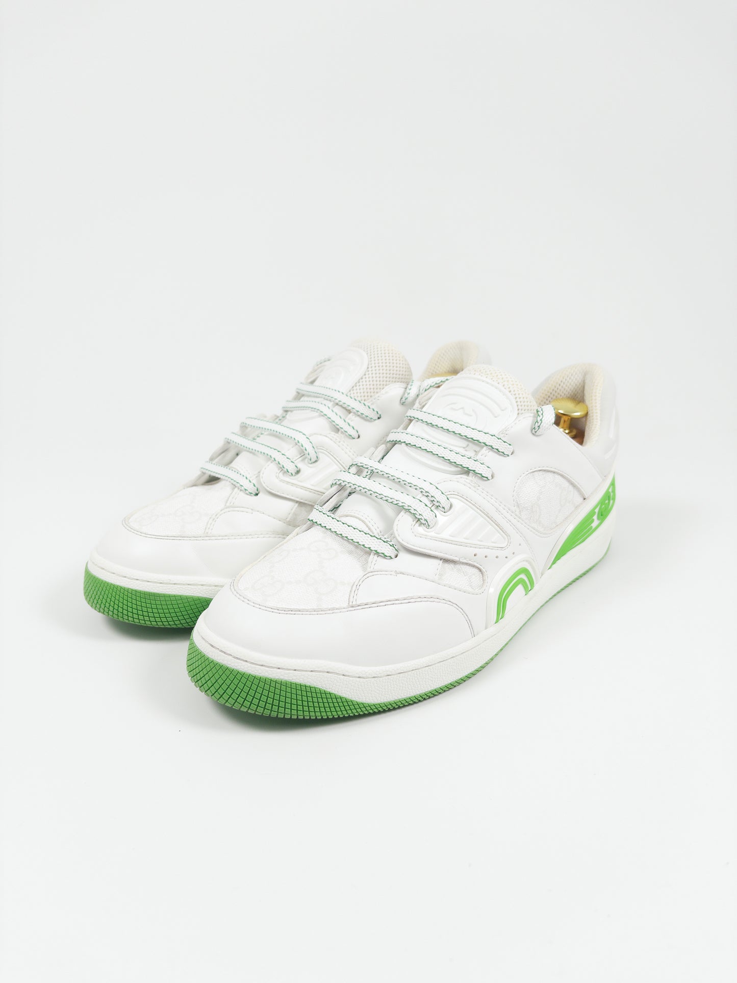 Gucci White & Green GG Sneakers (EU 43.5)