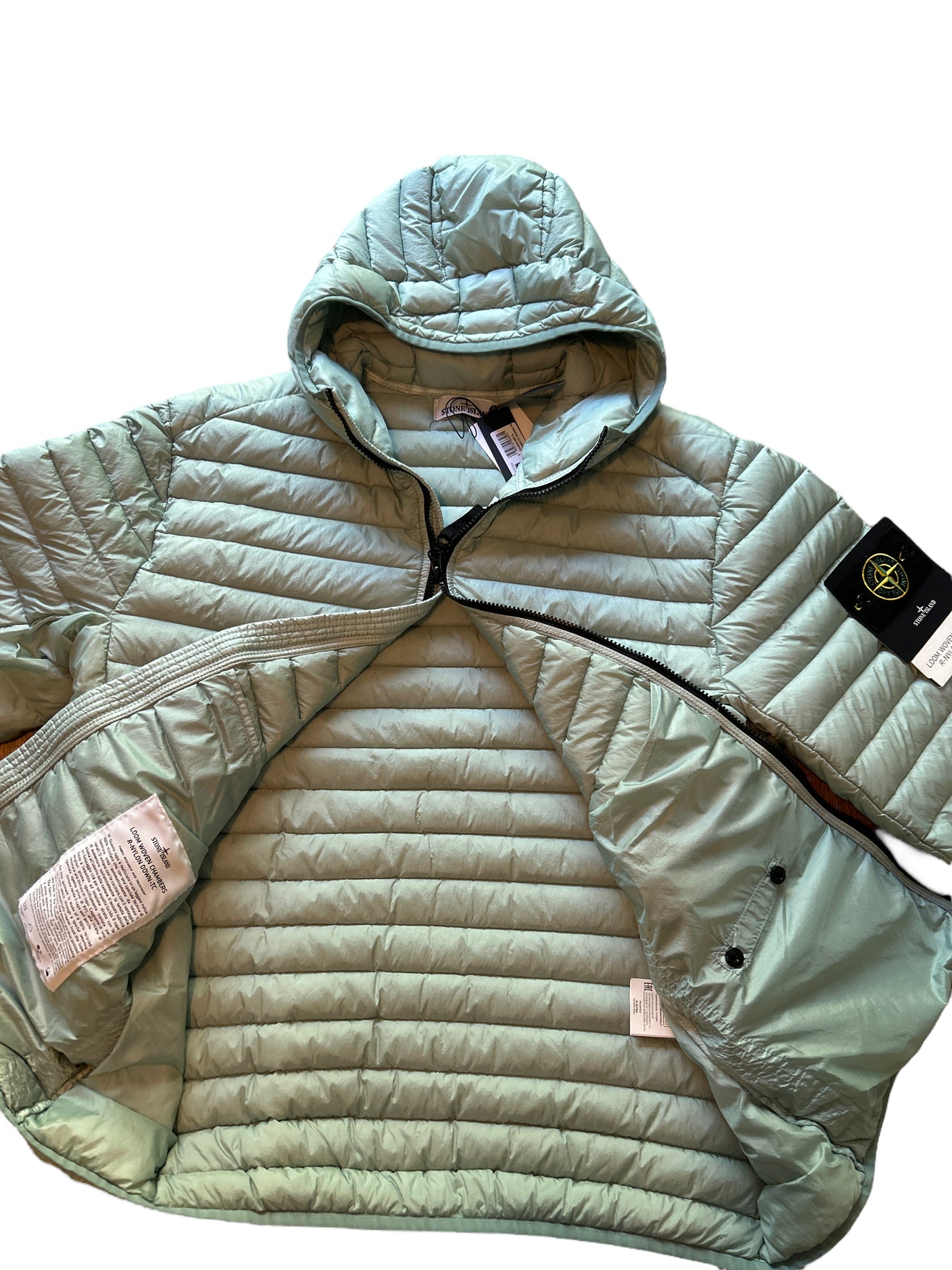 STONE ISLAND SS23 Mint Green Loom Woven Chambers R-Nylon Down Jacket