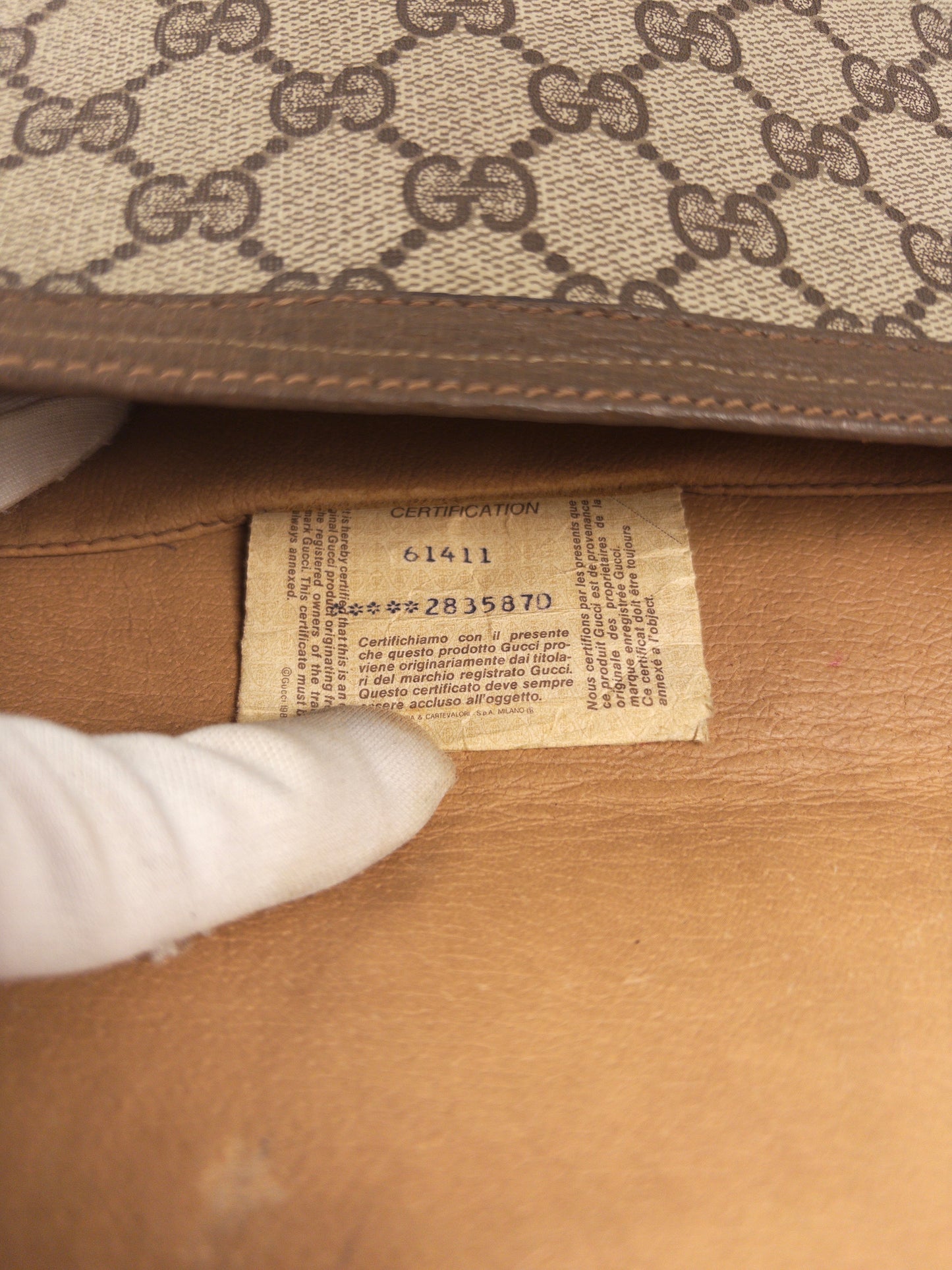 Gucci GG Supreme Sherry Line Clutch with Certificate