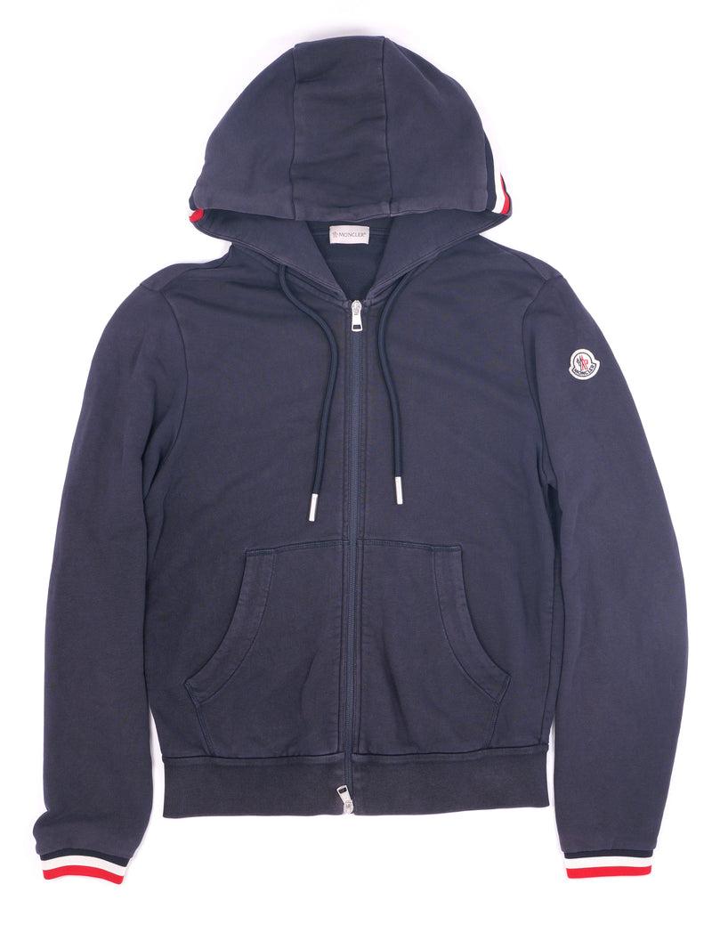 Moncler Tricolor Zip Hoodie Navy