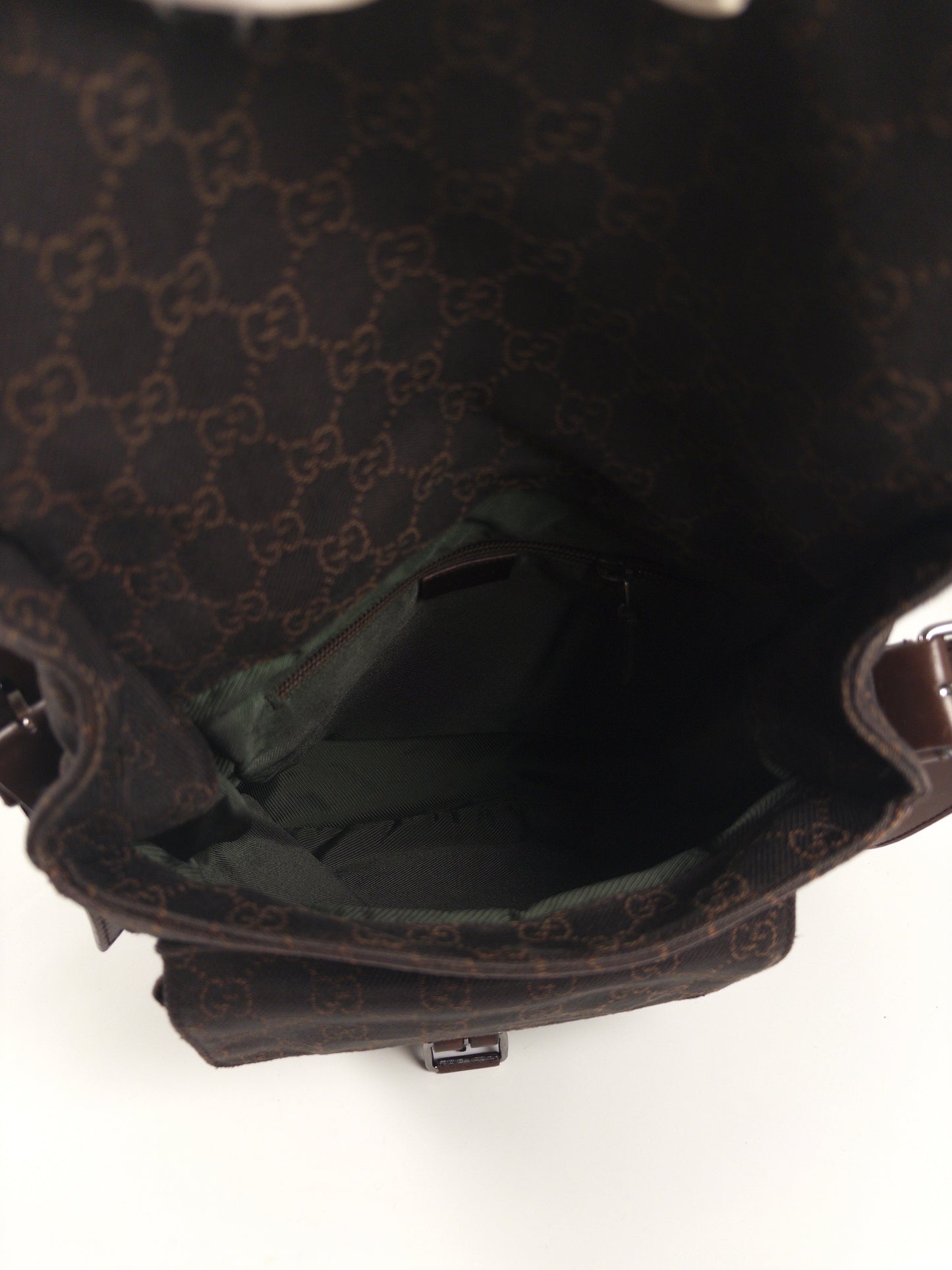 Gucci GG Denim and Calf Leather Logo Embossed Shoulder Bag