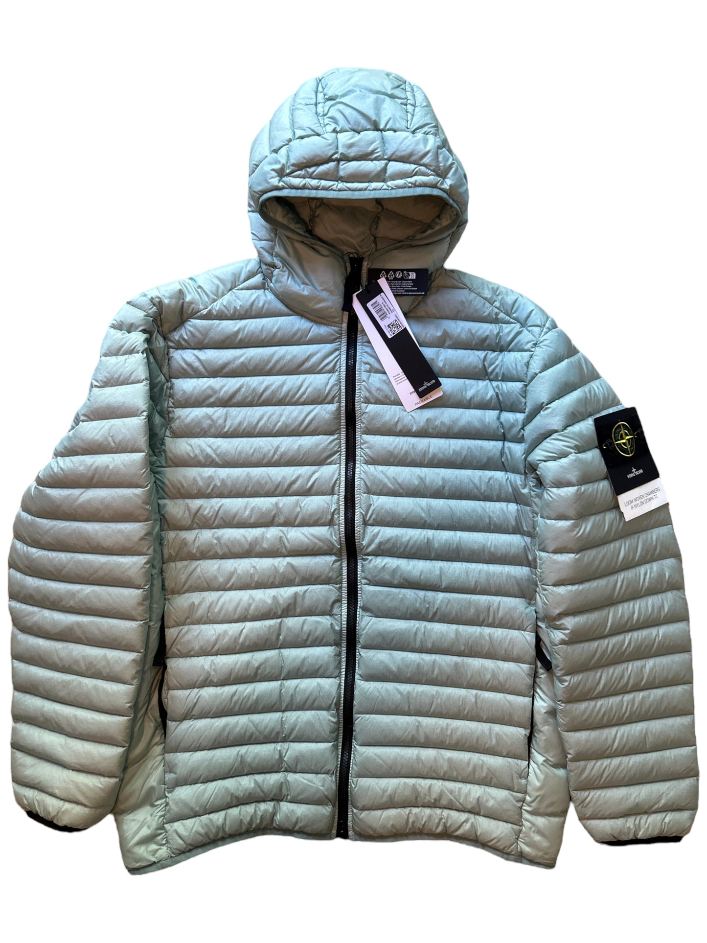 STONE ISLAND SS23 Mint Green Loom Woven Chambers R-Nylon Down Jacket