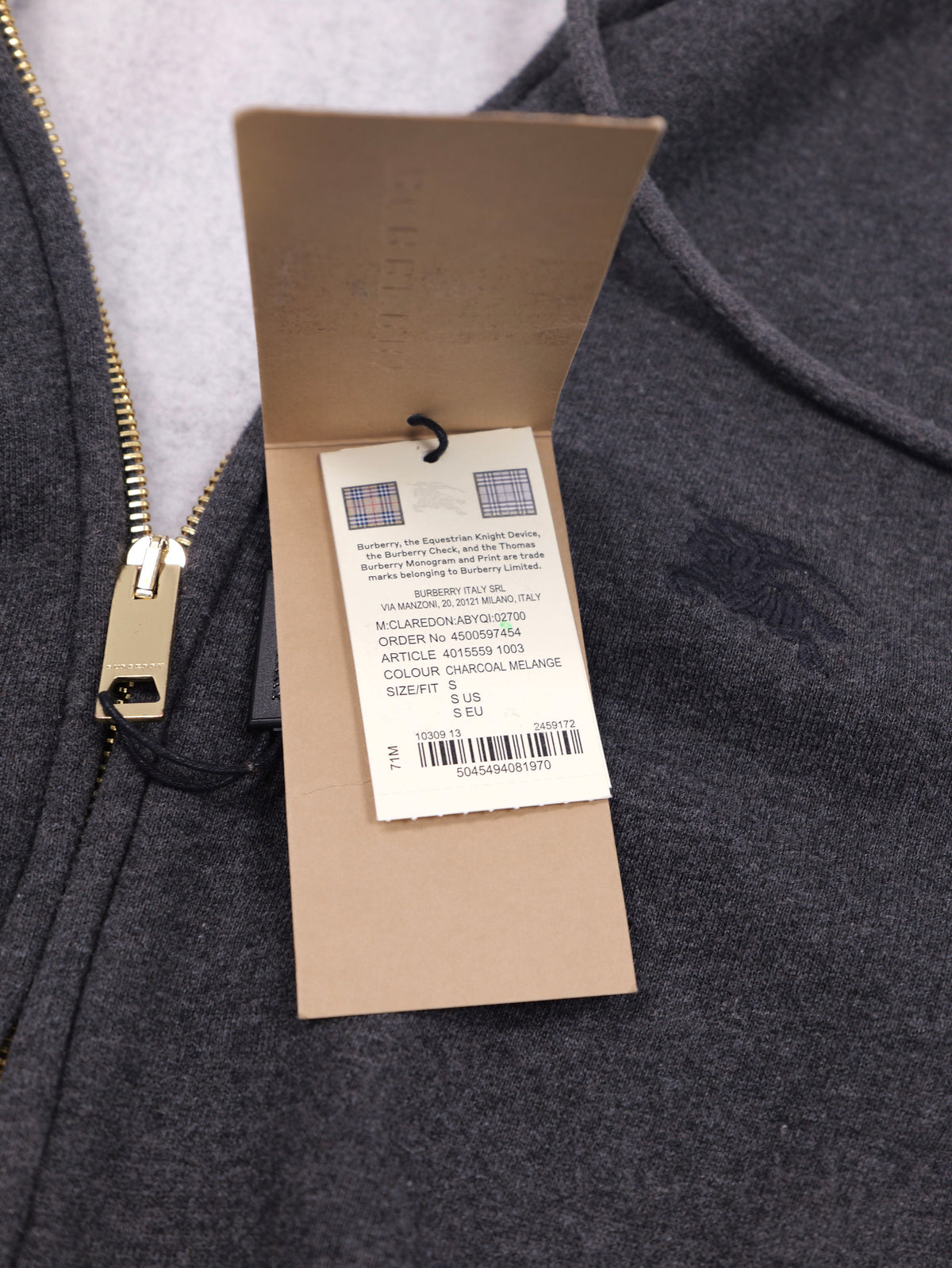 Burberry Check Zip Hoodie W Tags