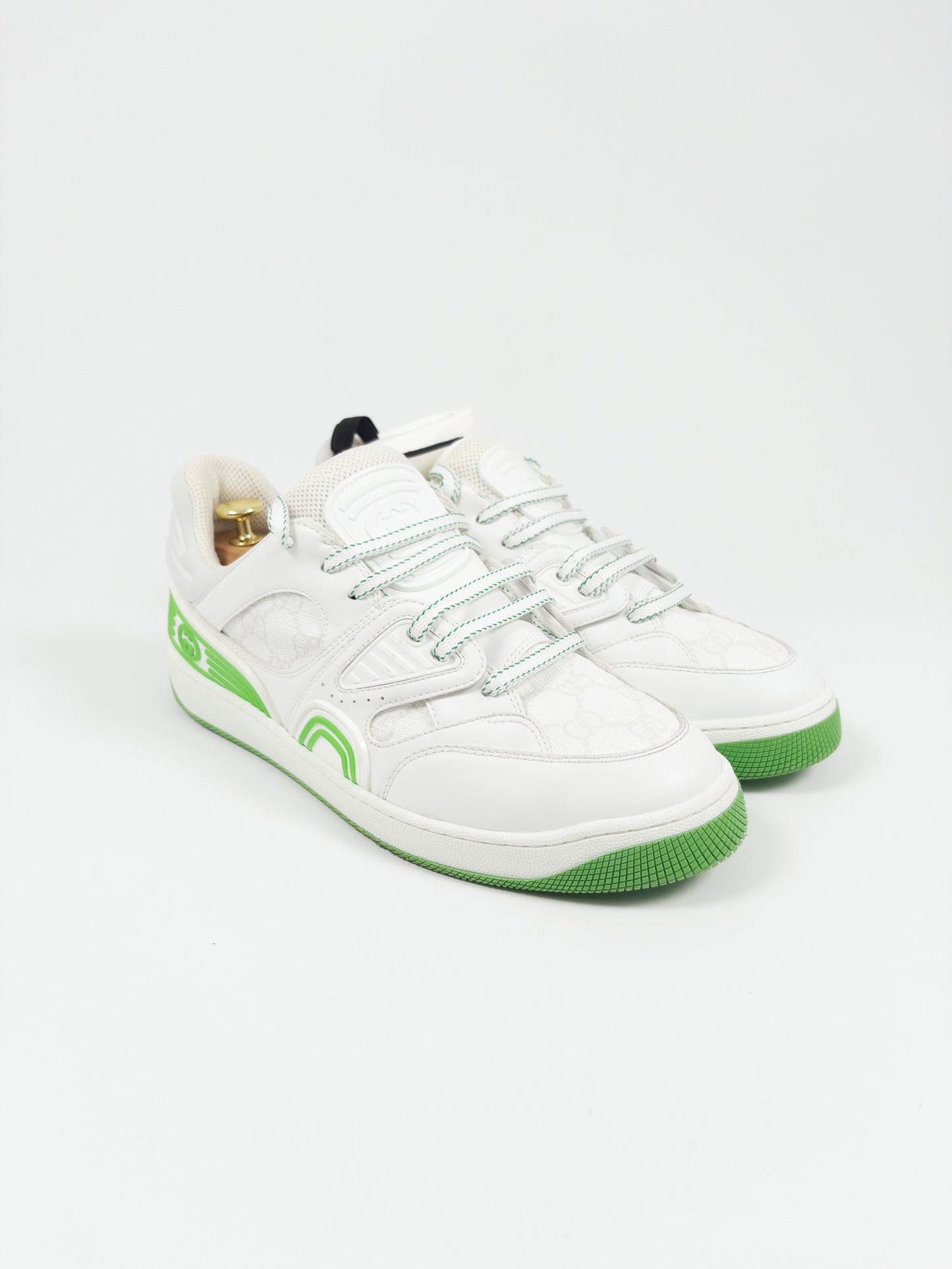 Gucci White & Green GG Sneakers (EU 43.5)