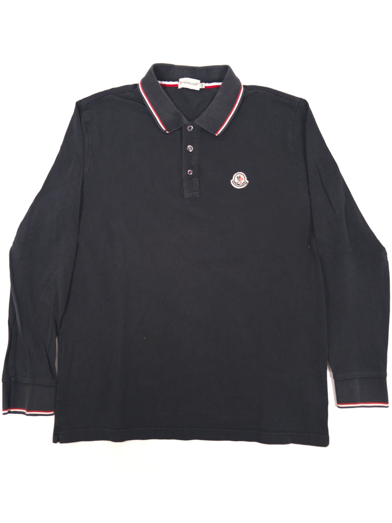 Moncler Longsleeve Polo Shirt Navy (Fits L)
