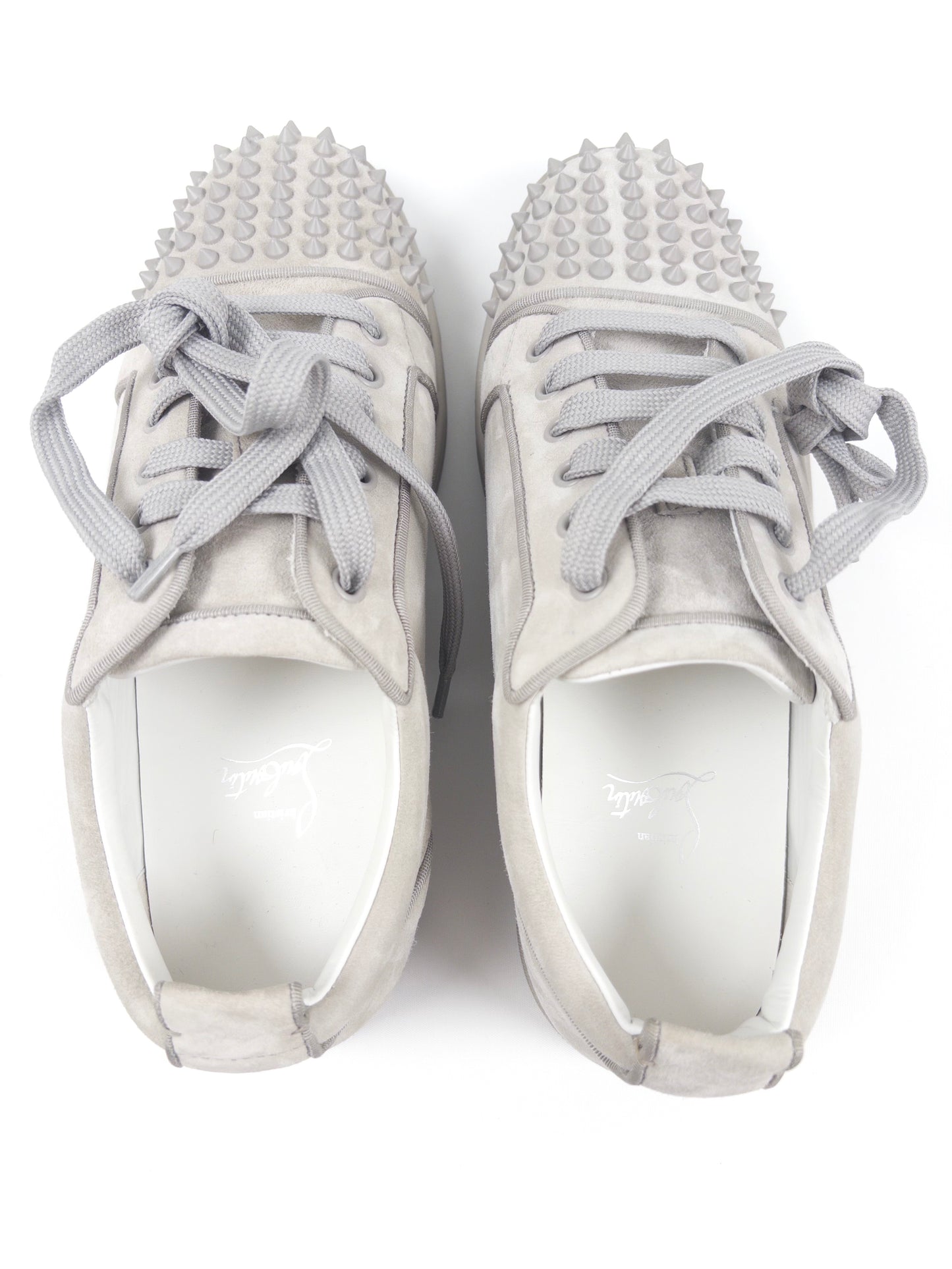Christian Louboutin Light Grey Spikes Sneakers (Fits EU43)