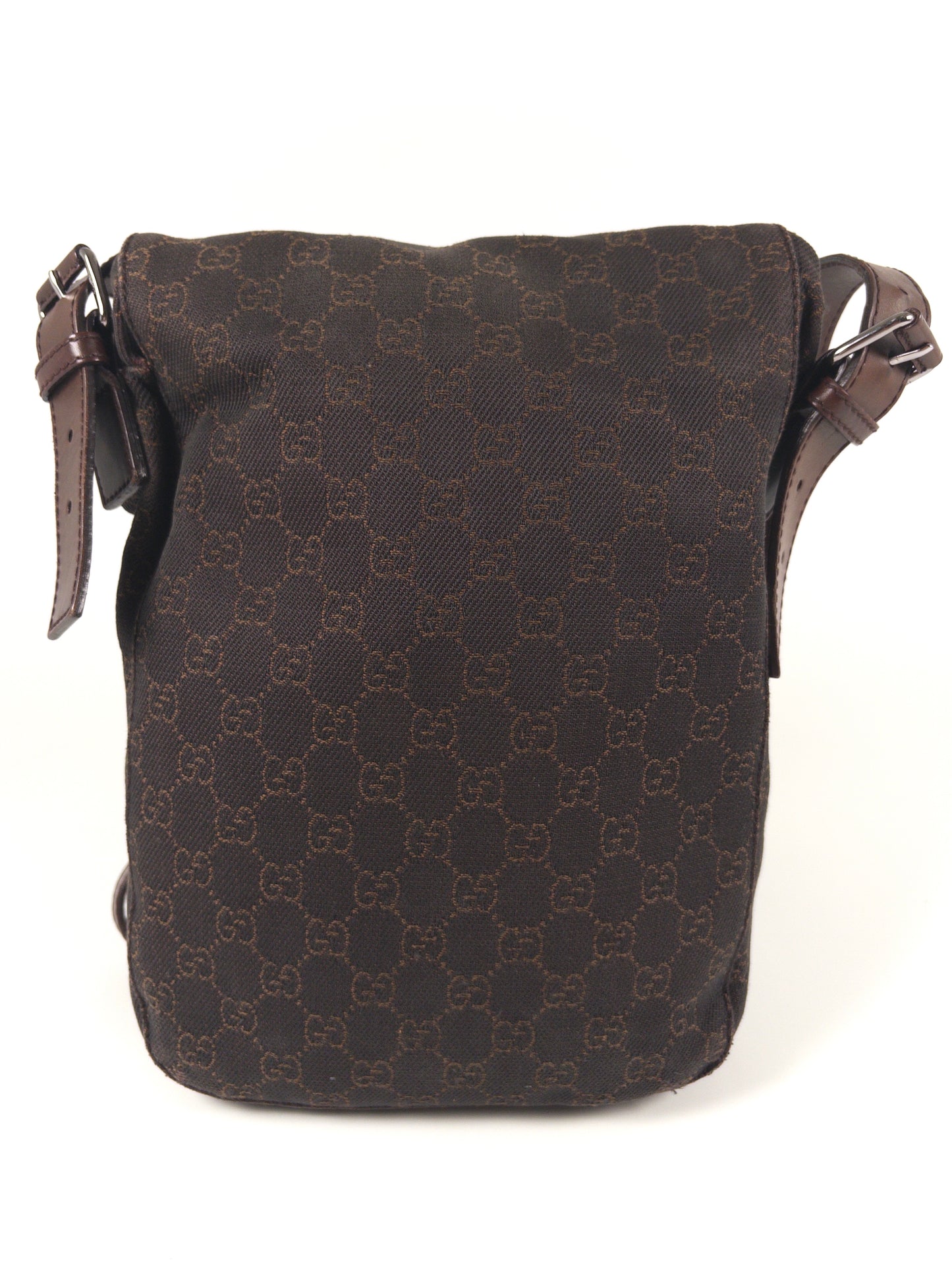 Gucci GG Denim and Calf Leather Logo Embossed Shoulder Bag