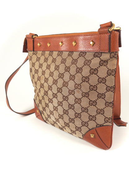 Gucci GG Canvas Studded Shoulder Bag / Crossbody Bag