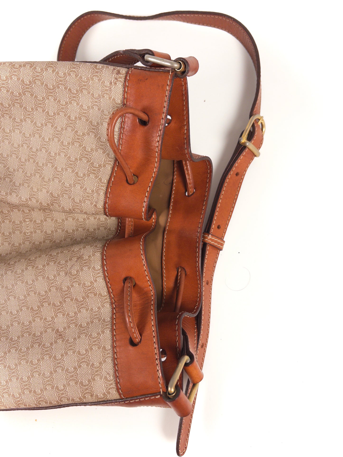 Celine Macadam PVC and Leather Drawstring Shoulder Bag