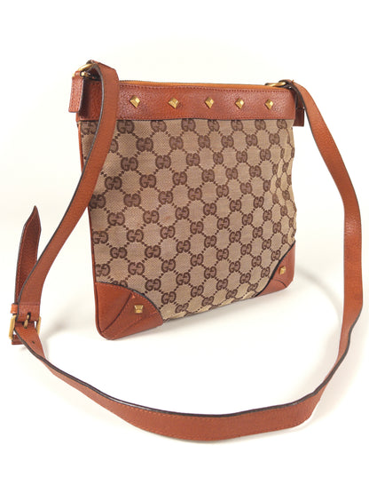 Gucci GG Canvas Studded Shoulder Bag / Crossbody Bag