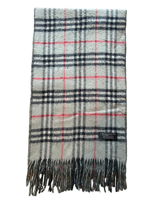 Burberry Cashmere Vintage Check Scarf Grey Reversible