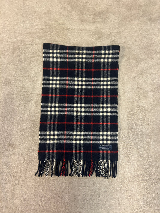 Burberry Kashmir/Ull Vintage Rutig Halsduk Marinblå