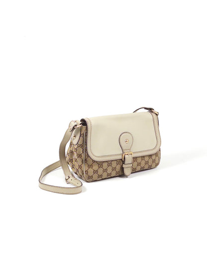 Gucci GG Canvas Leather Flap Shoulder Bag