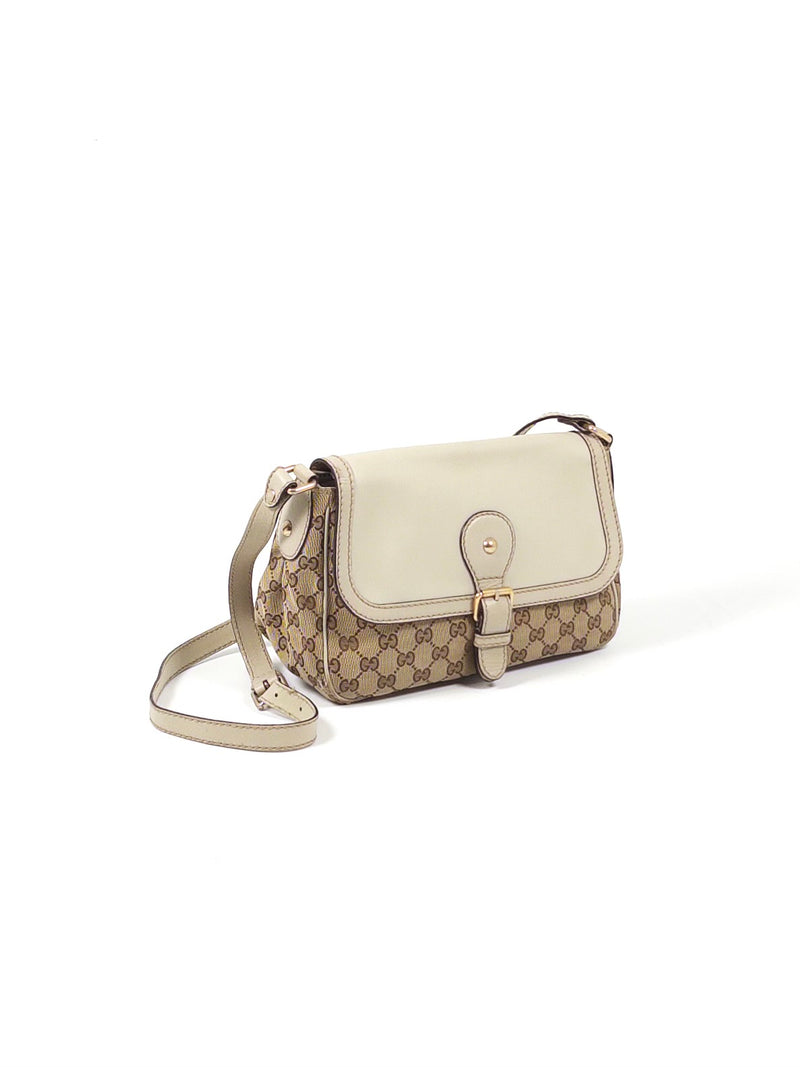 Gucci GG Canvas Leather Flap Shoulder Bag