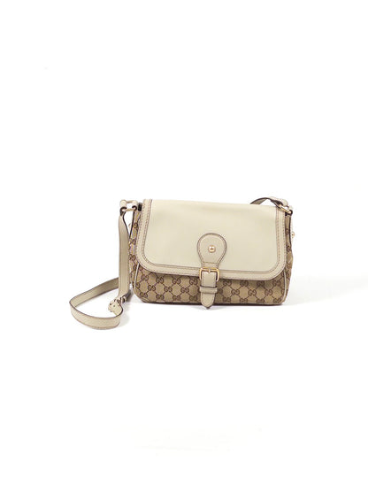 Gucci GG Canvas Leather Flap Shoulder Bag