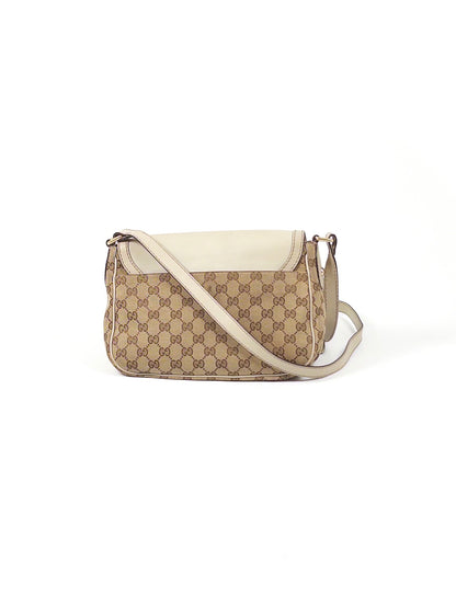 Gucci GG Canvas Leather Flap Shoulder Bag