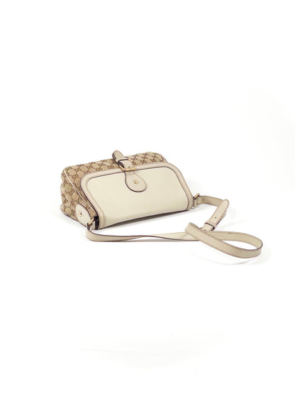 Gucci GG Canvas Leather Flap Shoulder Bag