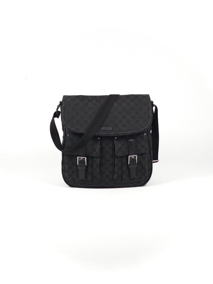 Gucci GG Canvas Leather Shoulder Bag Unisex