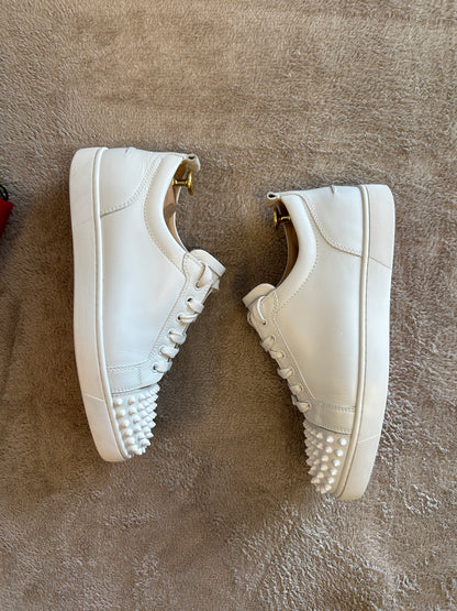 Christian Louboutin Junior Spike Sneaker white
