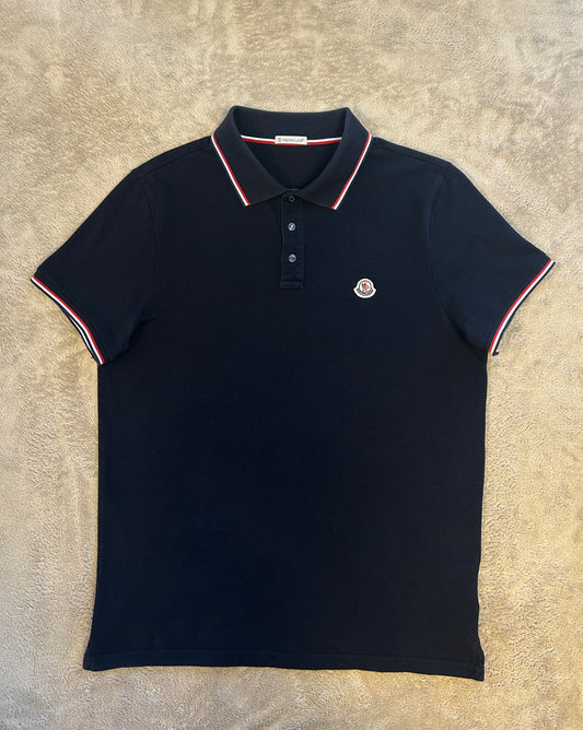Moncler Tricolor Polo Shirt – Navy Blue