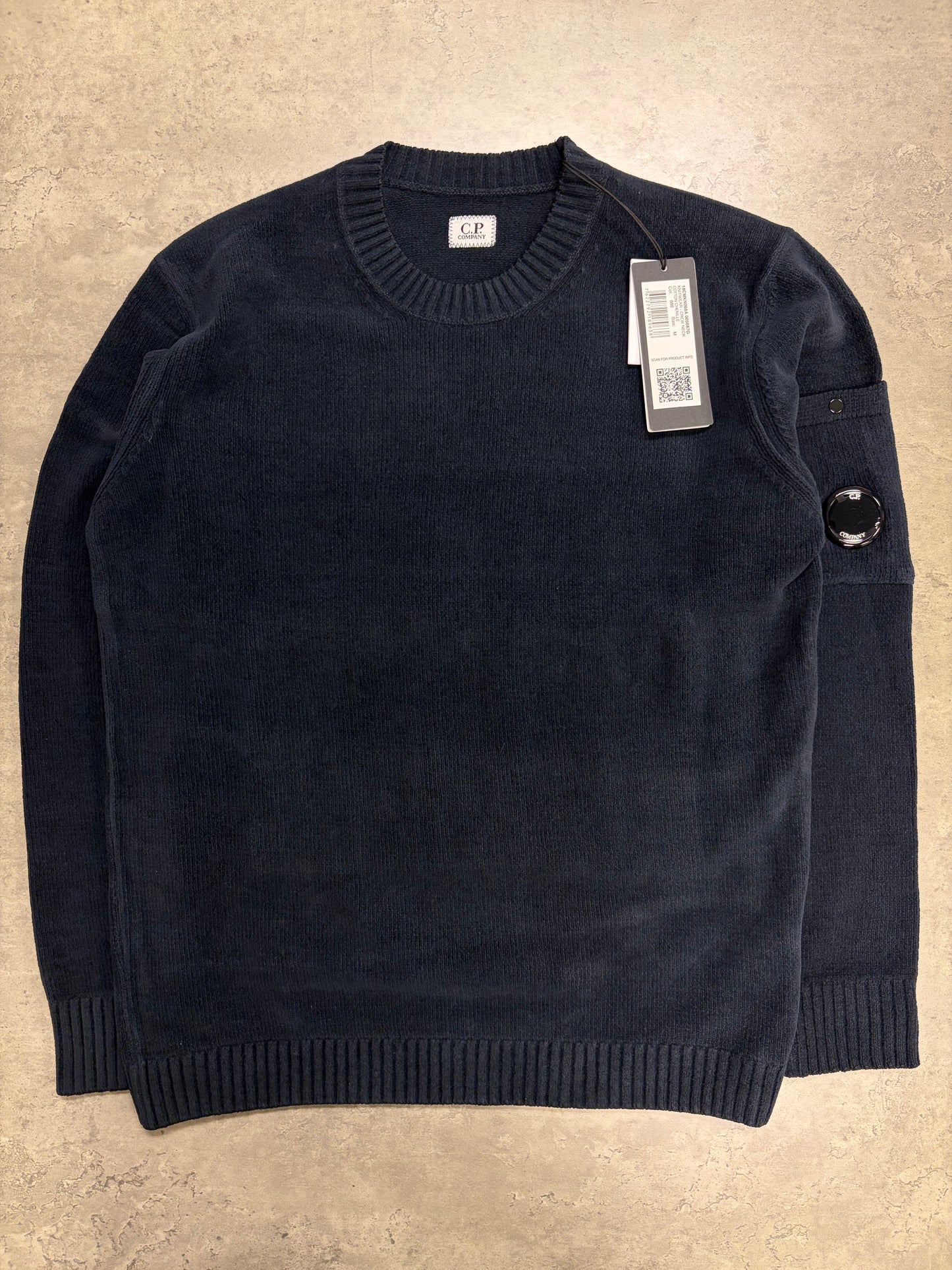 C.P. Company Cotton Chenille Crew Neck Sweatshirt - Navy