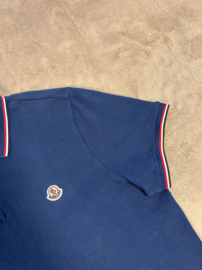 Moncler Tricolour Trim Polo Shirt - Royal Blue