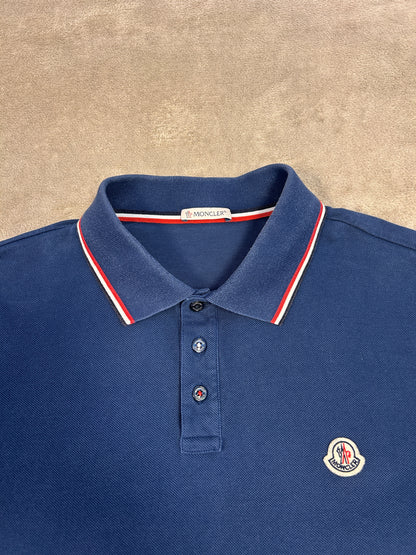 Moncler Tricolour Trim Polo Shirt - Royal Blue