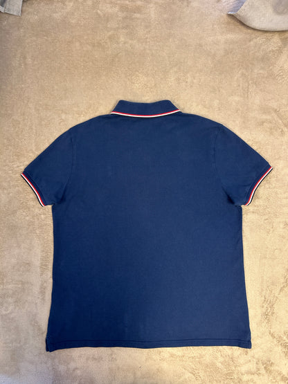 Moncler Tricolour Trim Polo Shirt - Royal Blue