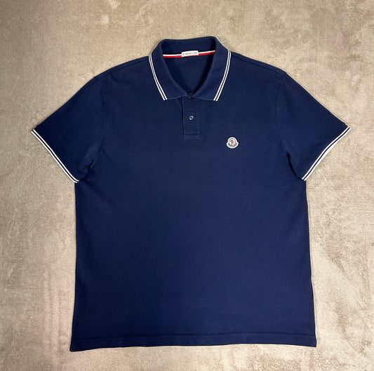 Moncler Striped Trim Polo Shirt - Navy