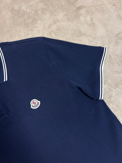 Moncler Striped Trim Polo Shirt - Navy