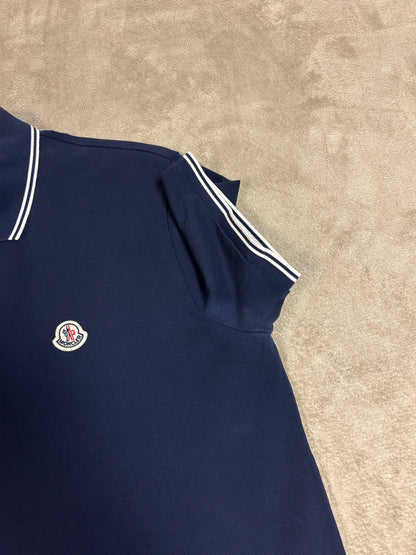 Moncler Striped Trim Polo Shirt - Navy
