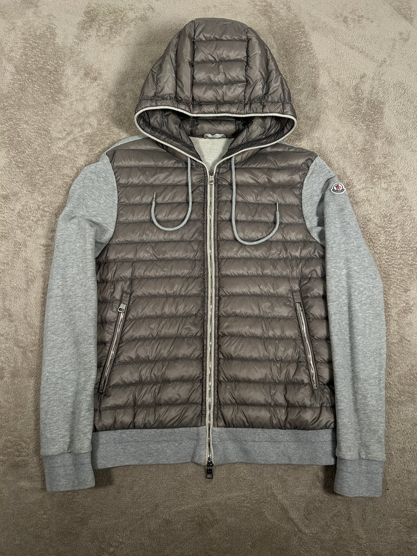 Moncler Hooded Down Cardigan (Fits Small)