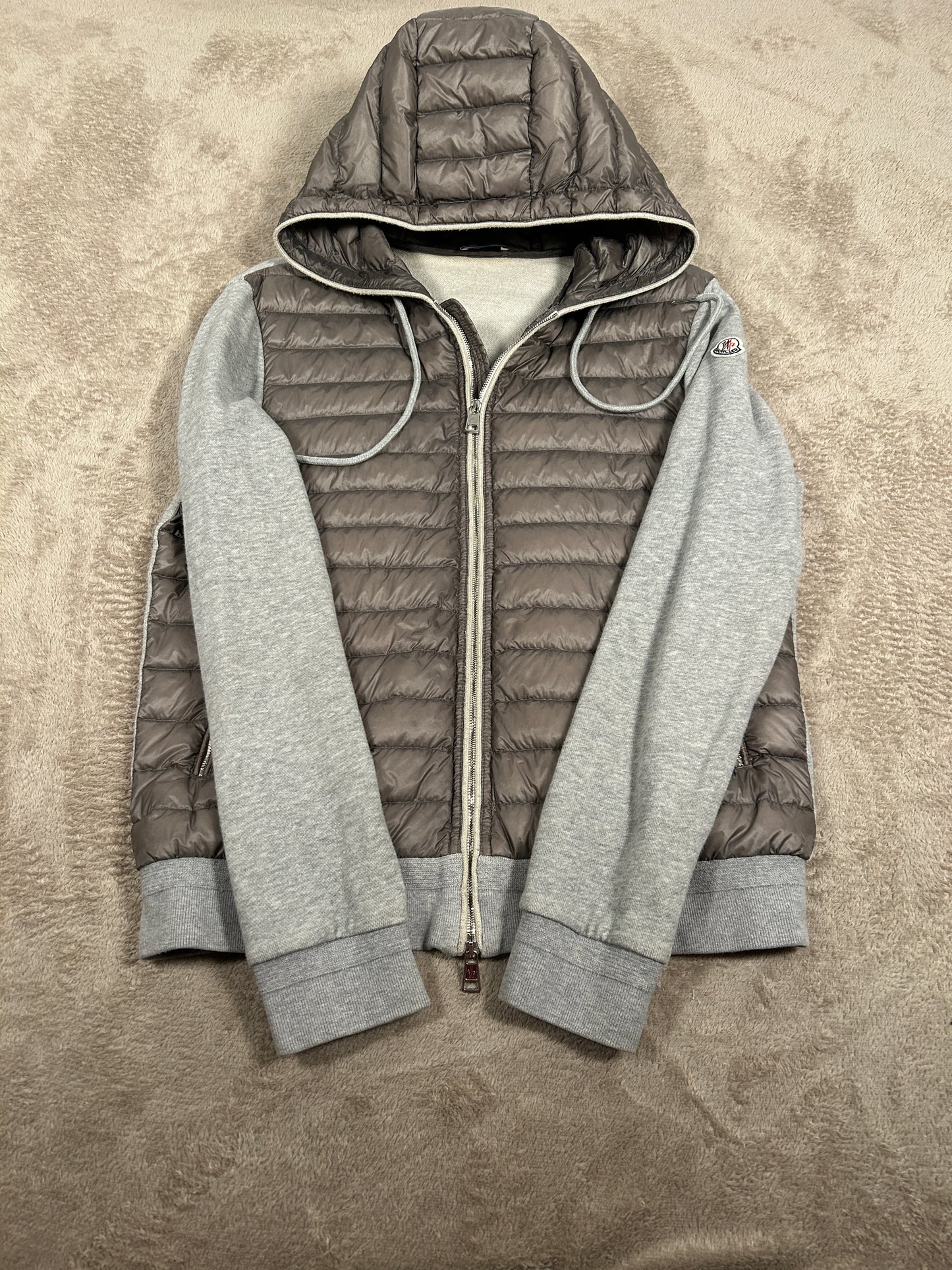 Moncler Hooded Down Cardigan (Fits Small)