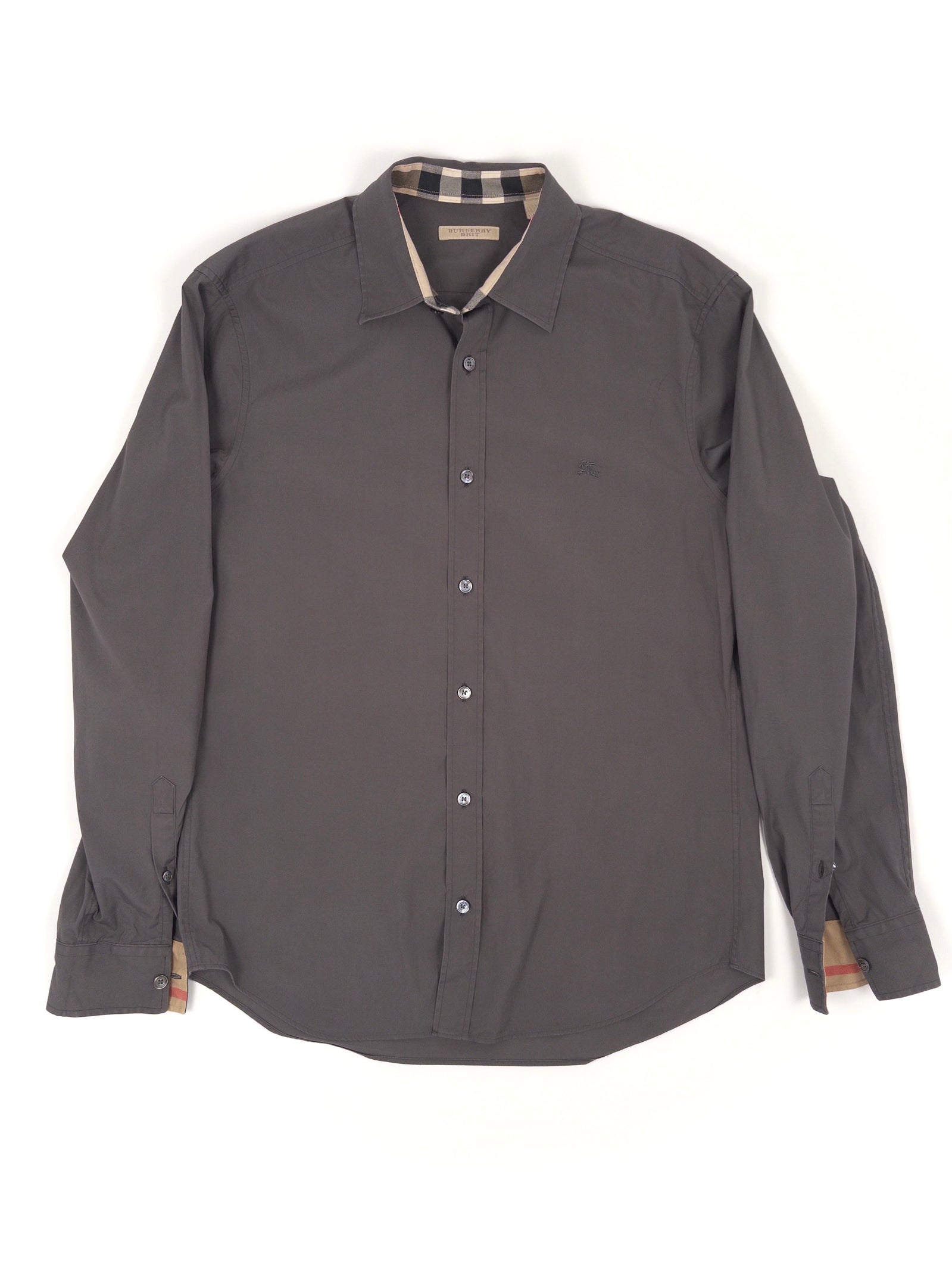 Burberry Check Button Shirt Grey