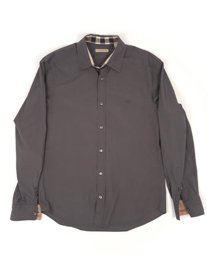 Burberry Check Button Shirt Grey